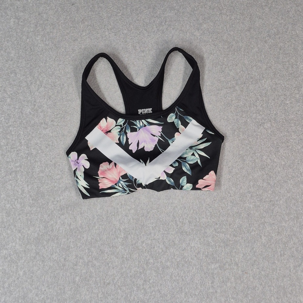Victoria's Secret PINK Women Sports Bra XS Black Floral Ultimate Wireless